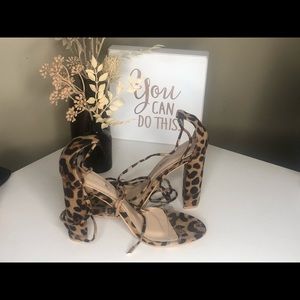 Lace up cheetah print Fashion Nova heels